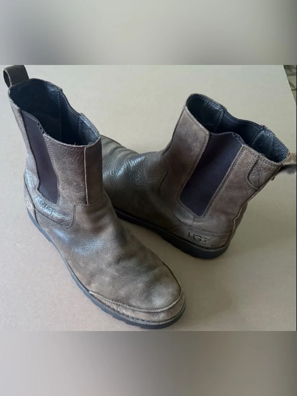 Ugg Herrick Chelsea Boots Mens Brown Leather Rugged Casual Pull On Ankle 11.5